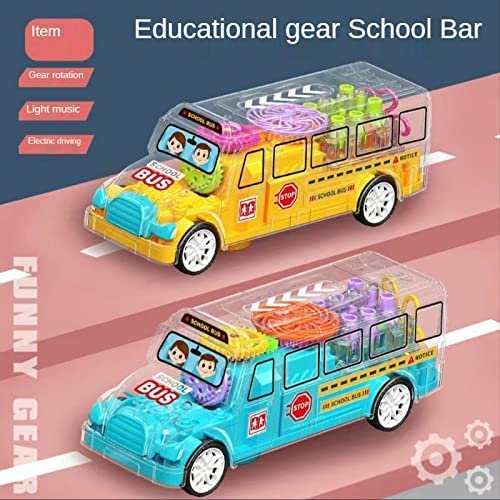 لعبة حافلة مدرسية شفافة دوران 360 درجة محاكاة الصوت التفاعلية مع اضاءة ليد جذابة
