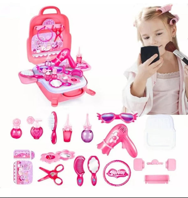 Girls toy set, 20-piece accessory bag, makeup and hairstyle toy