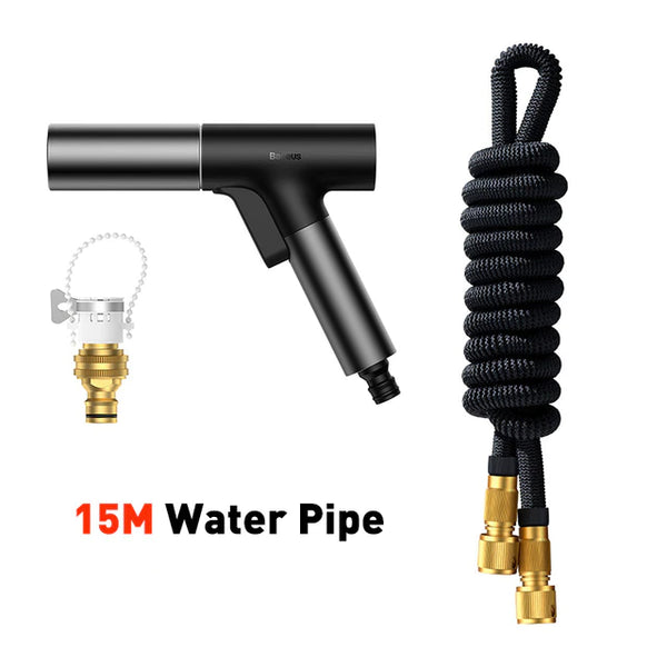 3-fold expandable hose for car washing, garden irrigation and cleaning, with a final length of 15 metres