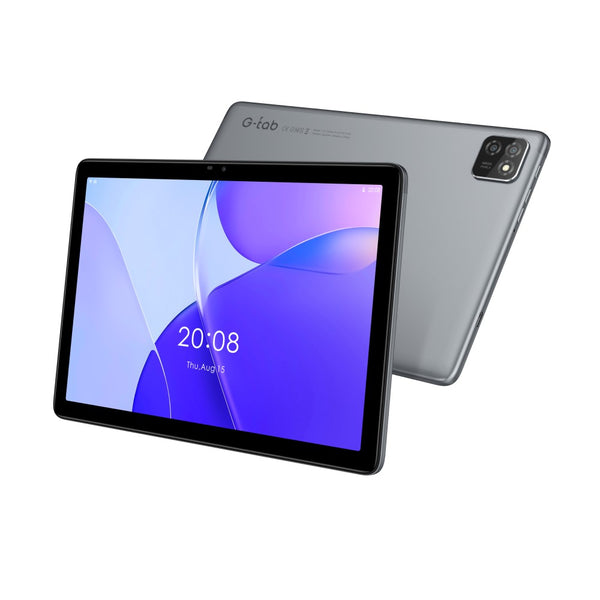 G-Tab T10 tablet, 10.1" inch IPS Screen, dual SIM 4G, Android 14, 6580 mAh battery, 8 GB RAM, 64 GB storage capacity, 5-megapixel rear camera and 2-megapixel front camera.