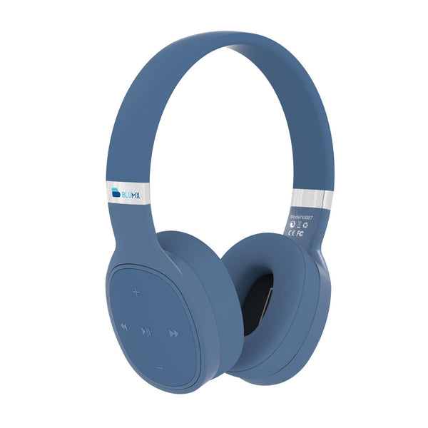 High-quality headphone from BLUMIX, equipped with Bluetooth technology and can also be used with a 3.5 mm port, wireless sports headphone, stereo sound with a distinctive amplifier and high-definition microphone - blue