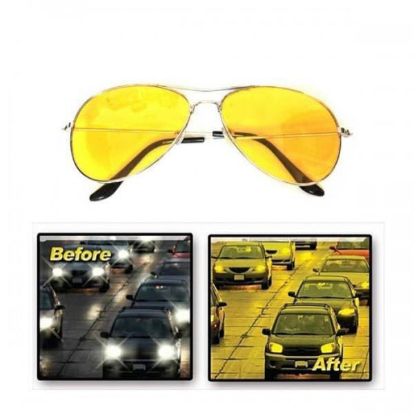 نظارات شمسية للرؤية الليلية والنهارية عالية الوضوح و بدون توهج مستقطبة TAC، لقيادة السيارة - اصفر
