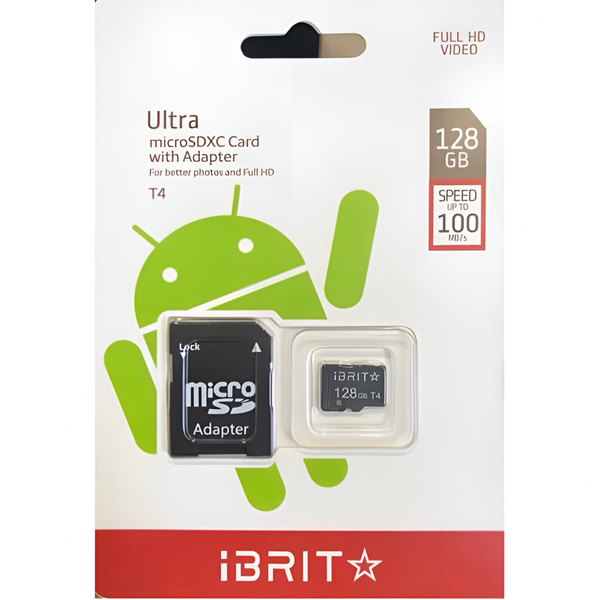 بطاقة ذاكرة ibrit ألترا SDXC بسعة 128 غيغابايت full HD