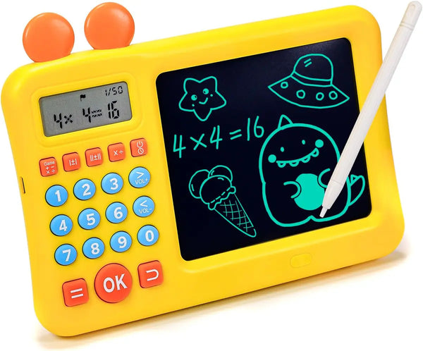 آلة تعليم الحساب المبكر للأطفال باللغة العربية ، 2 في 1 جهاز لوحي للكتابة و الرسم مع آلة حاسبة ذكية لتعليم الحساب المبكر للأطفال