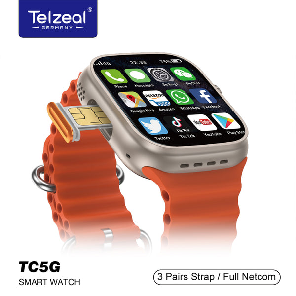 "Telzeal TC5G Smartwatch with SIM Card Support - 2.2-Inch Screen"