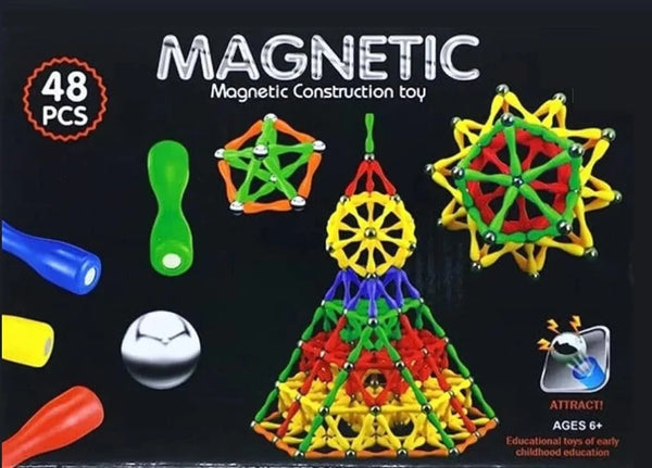 Magnetic sticks and balls assembly game for children to develop skills, 48 ​​pieces