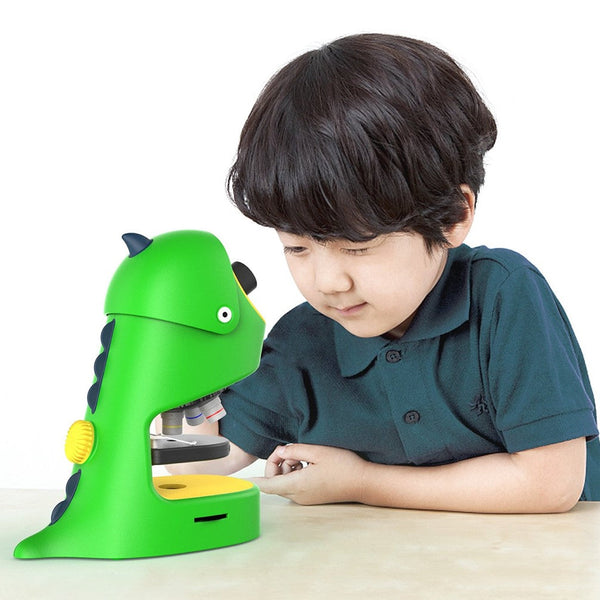 Microscope for Children 40x-400x with Mobile Phone Holder and Experimental Tool Set Dinosaur Microscope are Attractive for Boys and Girls 3-8 Years