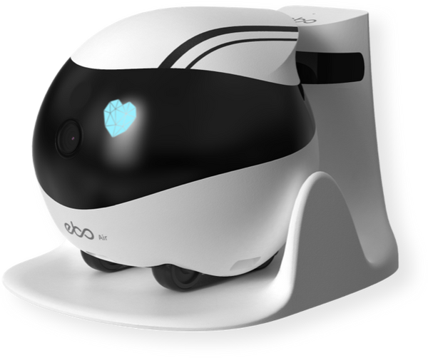 روبوت ايبو مع امكانية التحكم به عن بعد ,  روبوت ذكي تفاعلي مع كاميرا ذكية لمراقبة كل مايدور في منزلك ,  صوت, واي فاي ، عرض للغرفة بالكامل, فيديو مباشر EBO Air