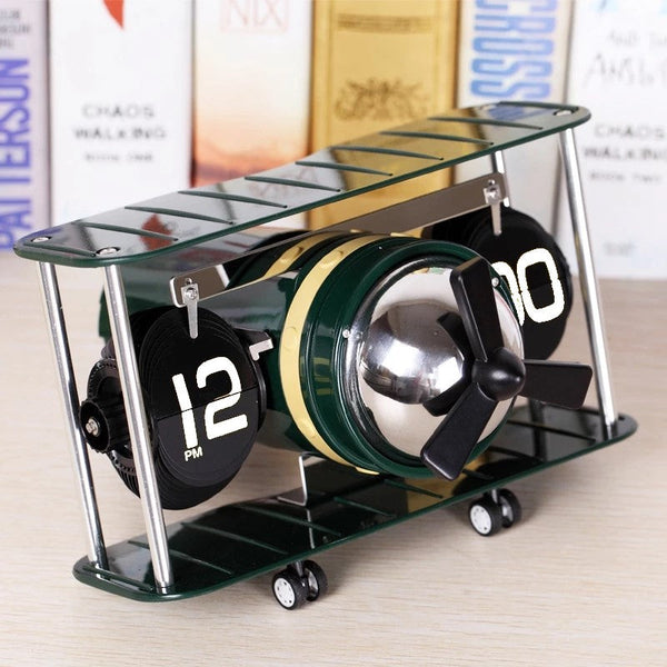 Flip numbers desk Clock with a beautiful and distinctive Design - Gliding plain- a great gift for office décor