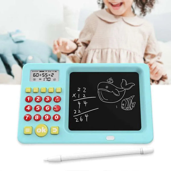 آلة تعليم الحساب المبكر للأطفال ، 2 في 1 جهاز لوحي للكتابة و الرسم مع آلة حاسبة ذكية لتعليم الحساب المبكر للأطفال