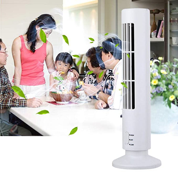 Tower Fan vertically and without blades, a new and distinctive shape, silent for offices and homes, powered by a USB port