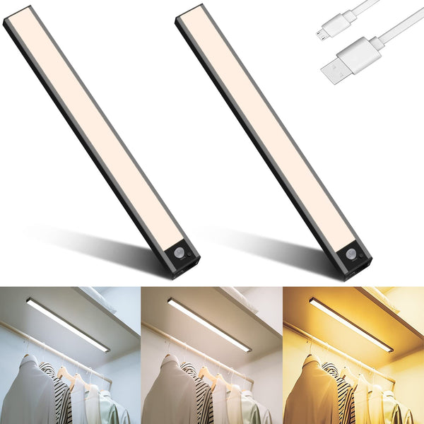 (cabinet light,motion sensor light,Upgraded 20cm Rechargeable Dimmable closet light With 3 color temperatures, wireless installation, suitable for indoor Cupboard,Wardrobe,Bedroom,Counter,kitchen (2Pc